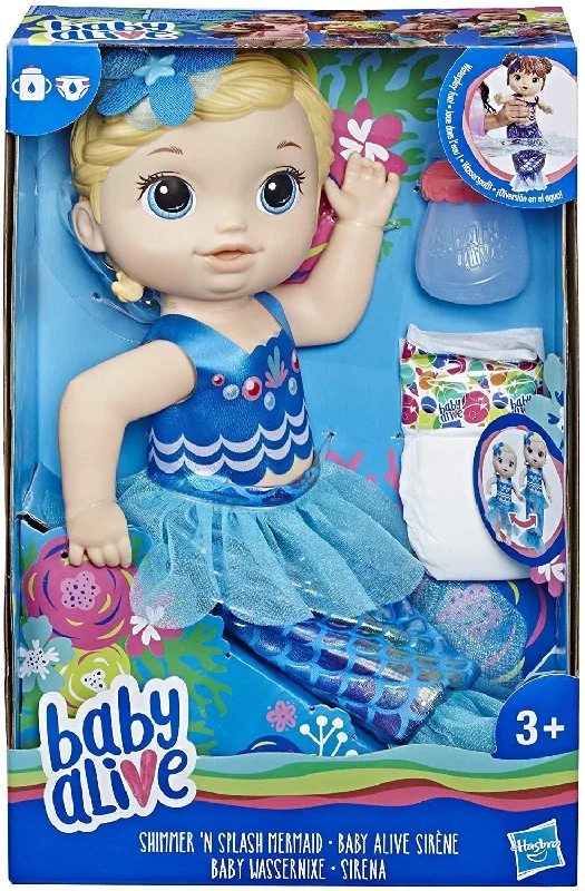 Retro-style role-playing dollhouse for nostalgic play-Baby Alive Shimmer ‘n Splash Mermaid Blonde Hair