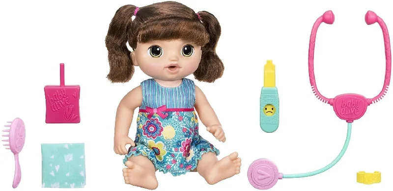 Themed role-playing dollhouse with beach house design-Baby Alive Sweet Tears Baby - Brown Straight Hair