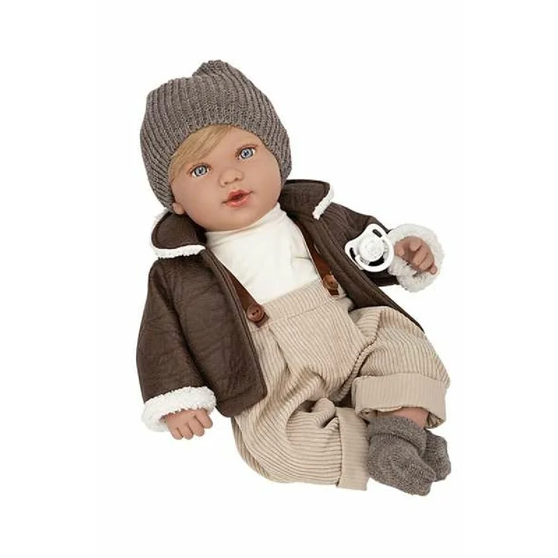 Classic wooden doll house with elegant design-Baby doll Arias Elegannce Iria Brown Grey 45 cm