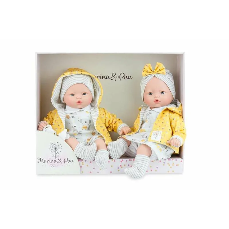 Wooden doll house with colorful paint and accessories-Baby doll Marina & Pau Pitus 40 cm