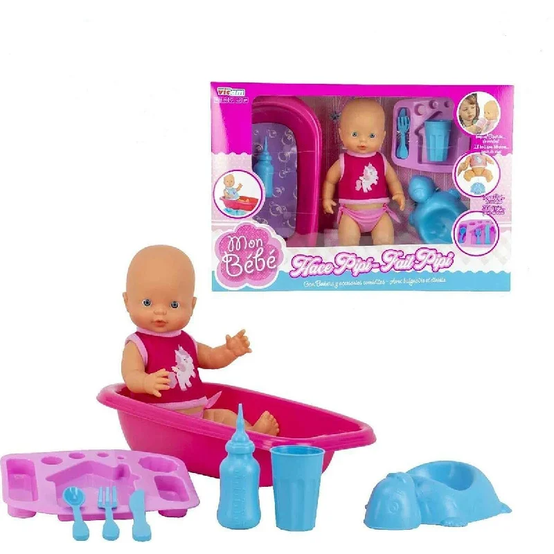 Doll house with themed rooms for creative storytelling-Baby Doll Pipi Bathtub 40 x 13 x 58 cm