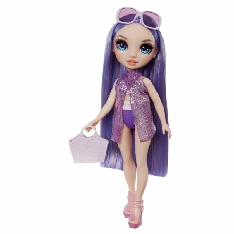 Wooden mini doll house for collectors and children-Baby Doll Rainbow High Swim & Style Violet