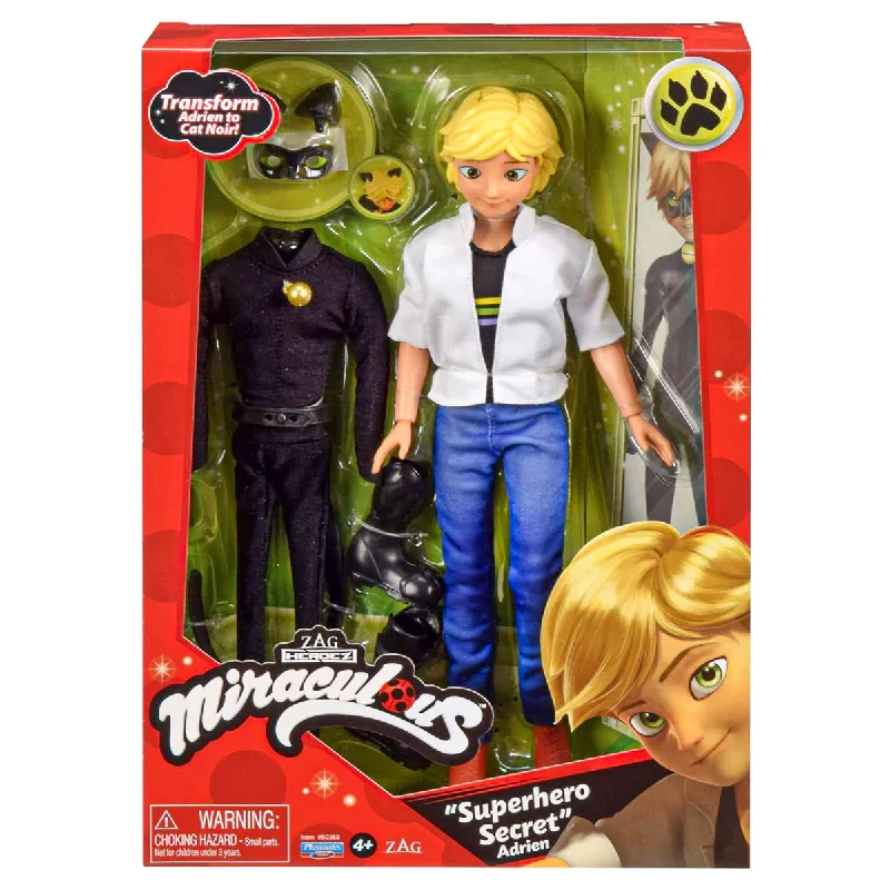 Dollhouse with role-playing accessories for realistic play-Miraculous Superhero Secret Adrien Doll