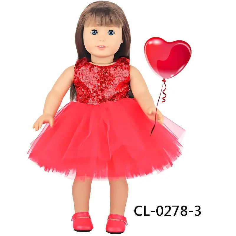 Beautiful Red Sequins and Tulle Party Dress Made to fit Popular 18 inch Dolls