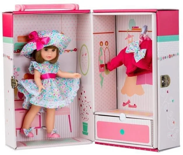 Doll house with kitchen and living room setup-Berjuan Doll 1012 Irene Morena Cabinet and Dress 22 cm, Pink