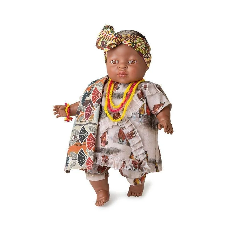 Wooden doll house with colorful paint and accessories-Berjuan Doll 9062 Friends of the World 38cm