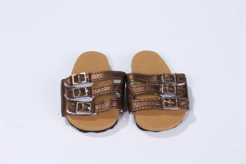 Large multi-room role-playing dollhouse for group play-Casual Brown Buckle Sandals