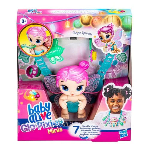 DIY role-playing dollhouse for crafting enthusiasts-Baby Alive Glo Pixies Minis Carry 'n Care Necklace Sugar Sprinkle Doll