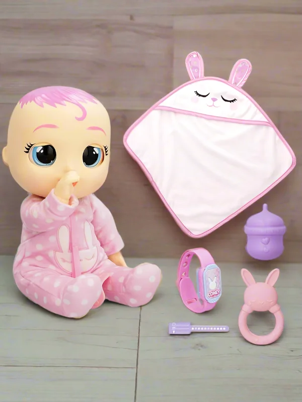 Role-playing dollhouse with a dining area and living room-Cry Babies Newborn Coney Baby Doll