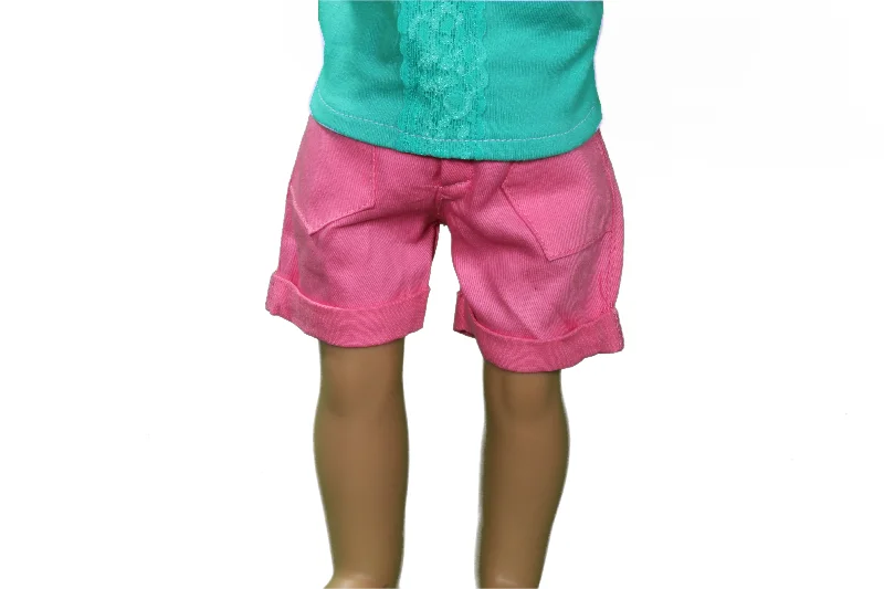 Traditional role-playing dollhouse with classic design-Dark Pink Denim Shorts