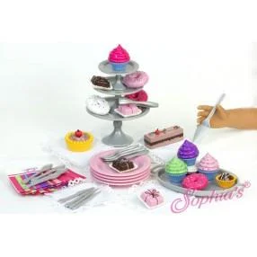 Educational role-playing dollhouse for cognitive development-DESSERT AND DISPLAY SET IN DECORATIVE BOX