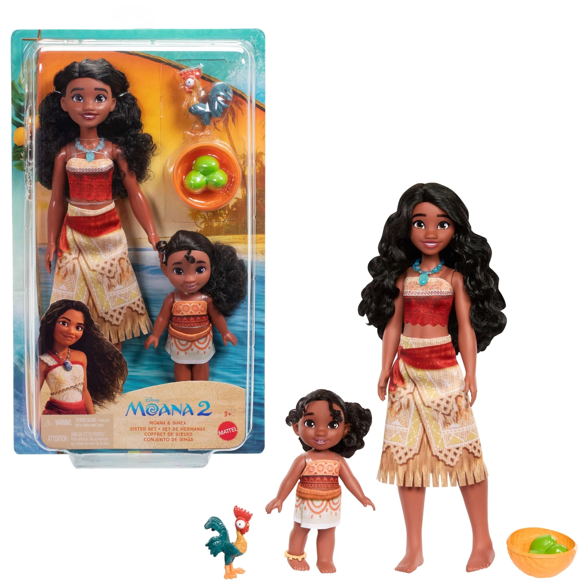 Eco-friendly wooden role-playing dollhouse with non-toxic paint-Disney Moana 2 Moana & Simea Sister Set