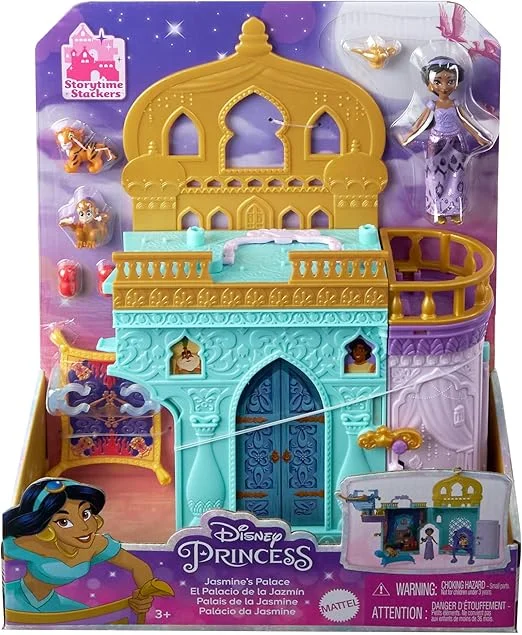 Eco-friendly wooden role-playing dollhouse with non-toxic paint-Disney Princess Jasmine Stackable Castle