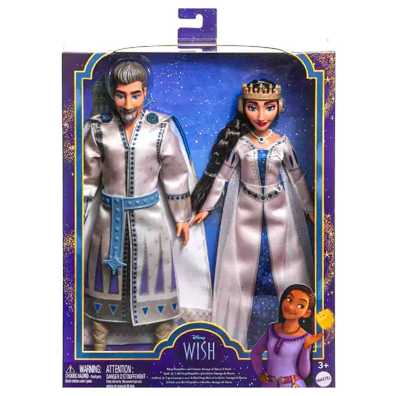 Wooden role-playing dollhouse for kids-Disney Wish King Magnifico & Queen Amaya Dolls (2 Pack)