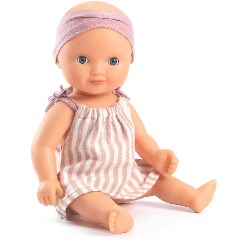 Compact role-playing dollhouse for small spaces-Djeco Baby Girl Prune Pink Stripes