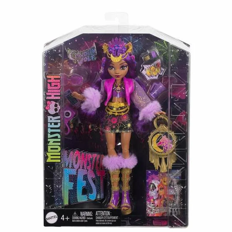 Doll house with garage and car for interactive play-Doll Monster High Clawdeen Wolf