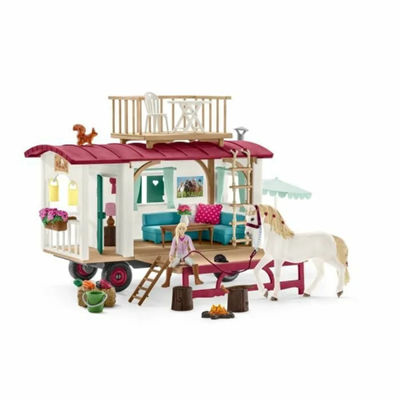 Plastic role-playing dollhouse for easy cleaning-Doll's House Schleich Caravan for secret club meetings