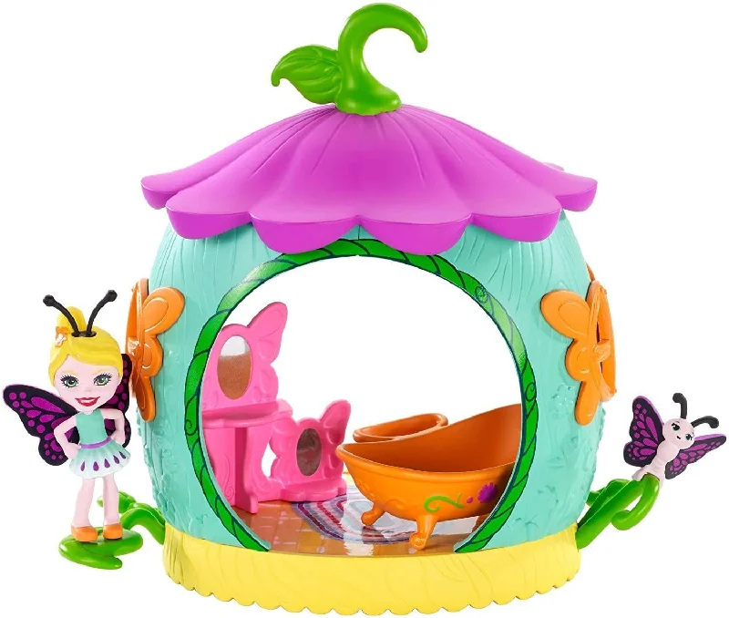 Role-playing dollhouse with a working fireplace-Enchantimals FXM97 Petal Park - Cocoon Bathroom Playset