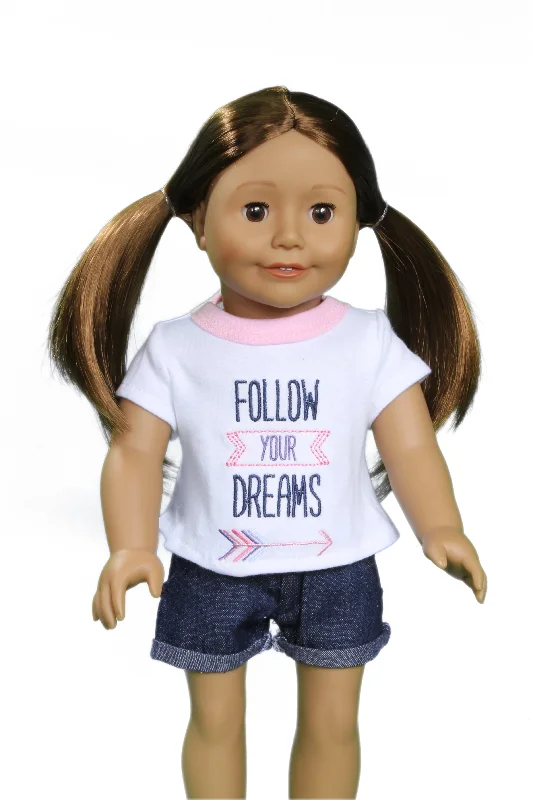 Christmas-themed role-playing dollhouse for holiday play-Follow Your Dreams Embroidered Tee