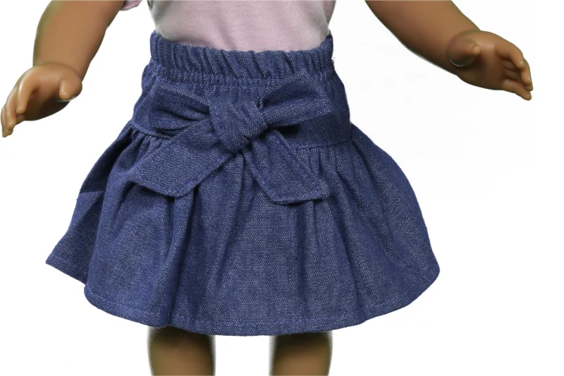 Role-playing dollhouse with interactive features and sound-Gathered Denim Skirt with Bow