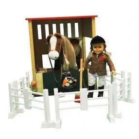 Gender-neutral role-playing dollhouse for all children-QUALITY WOODEN HORSE STABLE