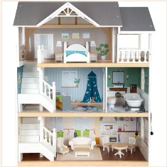 Doll house playset with dolls and accessories-Iconic Doll House Complete Playset