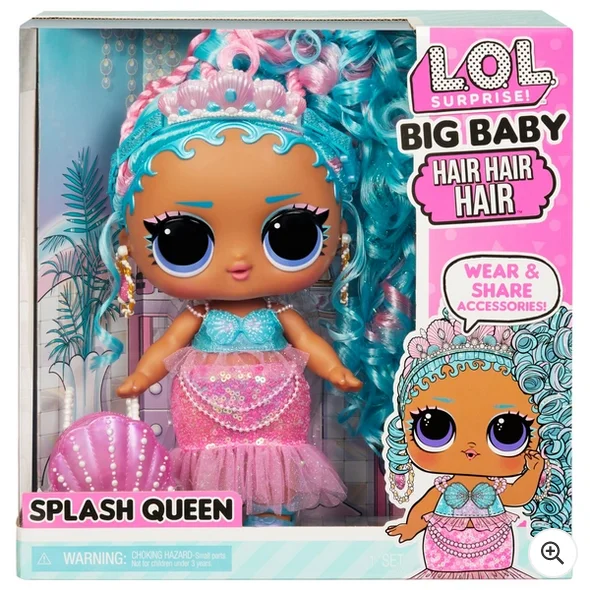 DIY role-playing dollhouse kit for hands-on building-L.O.L. Surprise! Big Baby Hair Hair Hair Large 28cm Doll, Splash Queen with 14  Surprises