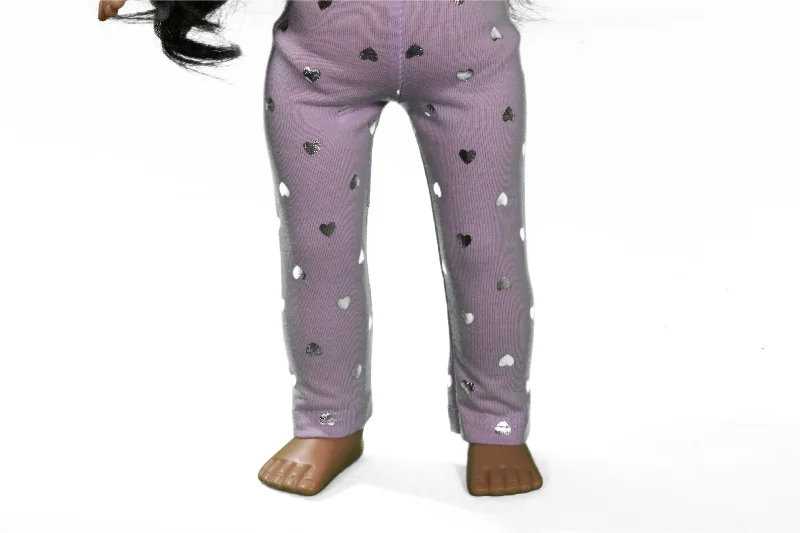 Role-playing dollhouse with a rooftop garden-Lavender Leggings with Silver Metallic Hearts