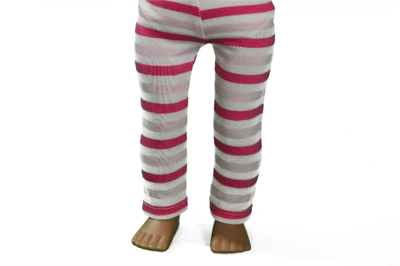 Interactive role-playing dollhouse with furniture sets-Light Pink and Magenta Striped Leggings