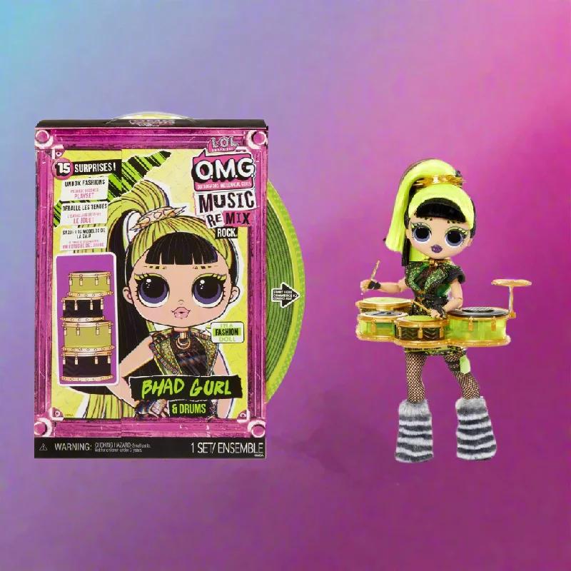 Barbie dolls with pets included-L.O.L Surprise OMG Remix Rock- Bhad Gurl and Drums 24cm Fashion Doll