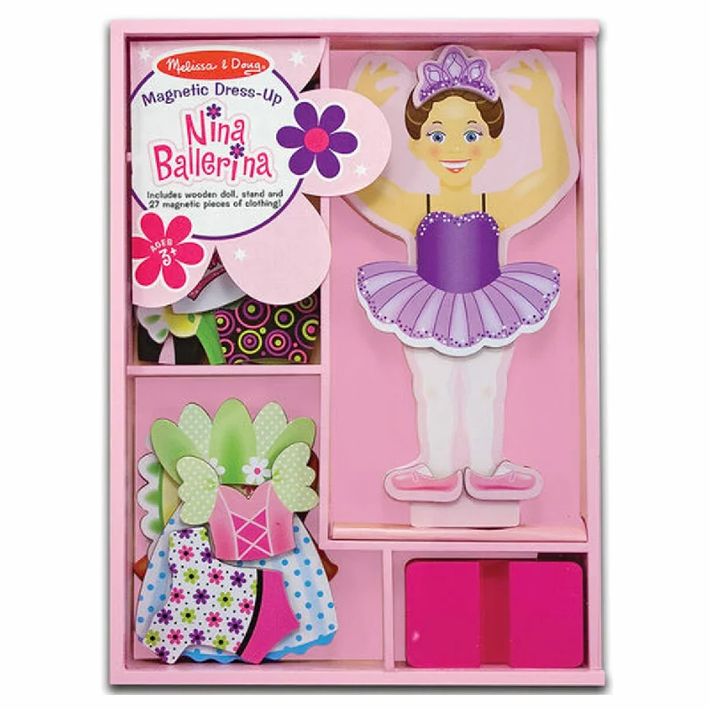 Modern style role-playing dollhouse with clean lines-Melissa & Doug Nina Ballerina Magnetic Dress-Up Doll