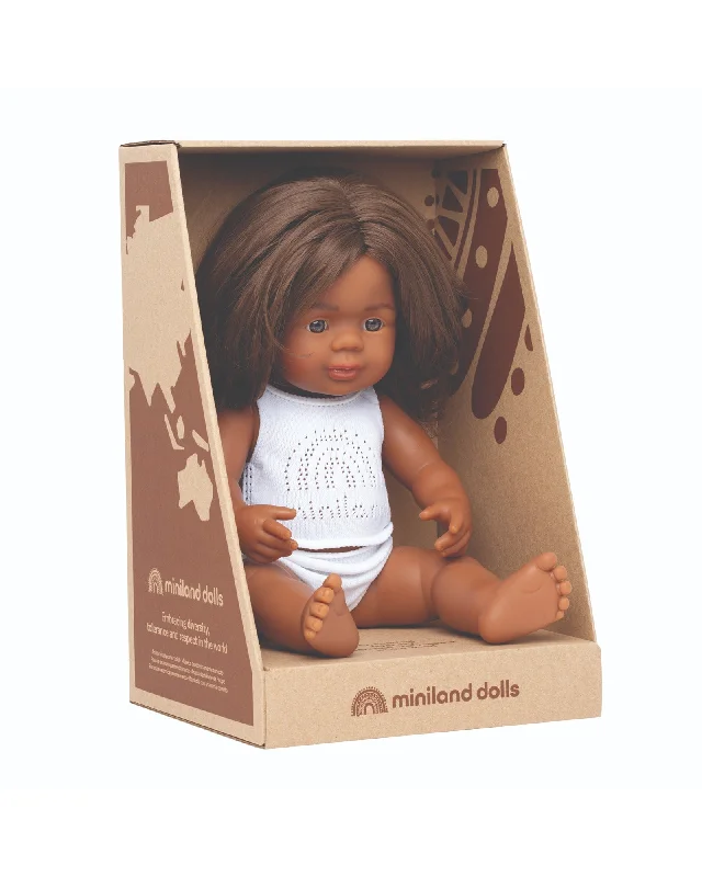 High-quality wooden doll house with removable furniture-Miniland Baby Doll Aboriginal Girl 38Cm