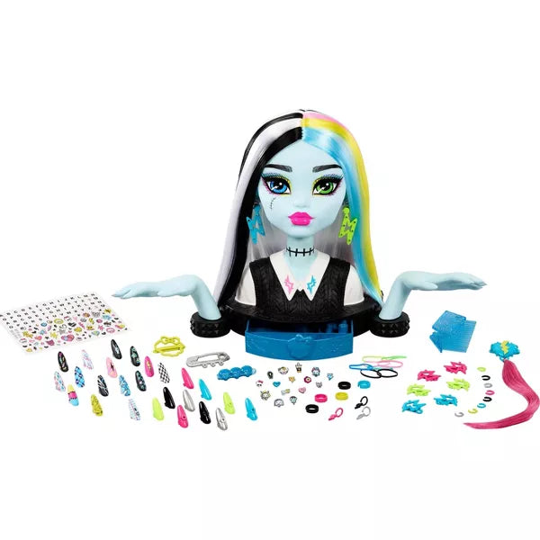 Wooden miniature role-playing dollhouse for kids and collectors-MONSTER HIGH FRANKIE STEIN STYLING HEAD