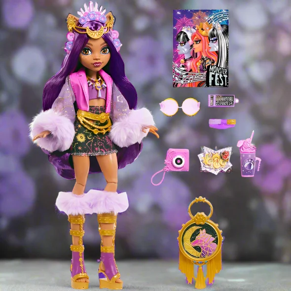 Role-playing dollhouse with dolls and accessories-Monster High Monster Fest Clawdeen Wolf Doll