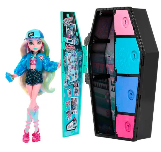 Doll house with a loft and modern design-Monster High Skulltimate Secrets Lagoona Blue Doll And Fashion Set With Dress-Up Locker