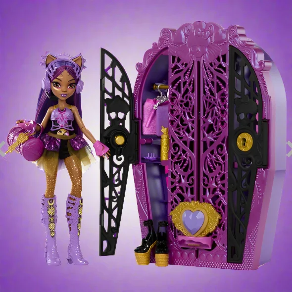 Role-playing dollhouse with movable walls for flexibility-Monster High Skulltimate Secrets Monster Mysteries Clawdeen Wolf Doll