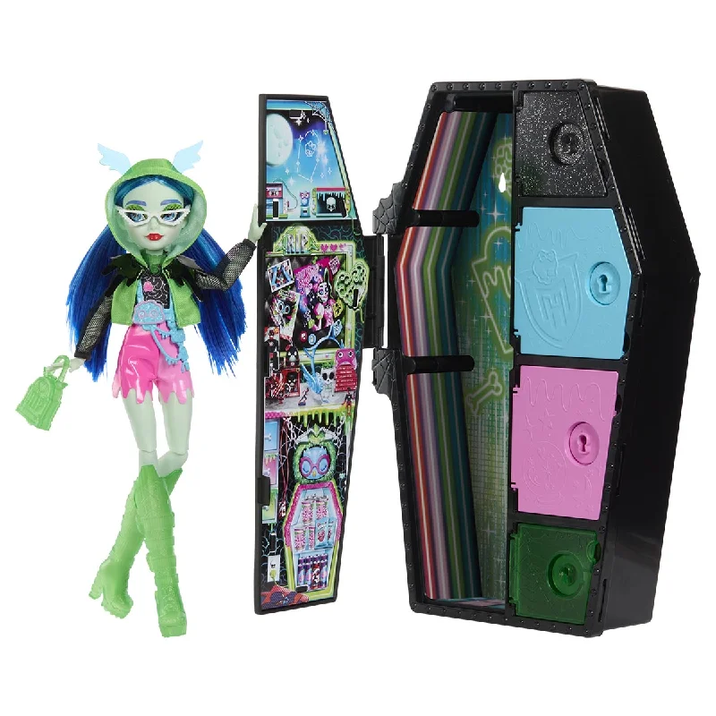 Colorful doll house with fun designs for children-Monster High Skulltimate Secrets: Neon Frights Ghoulia Yelps Doll Set