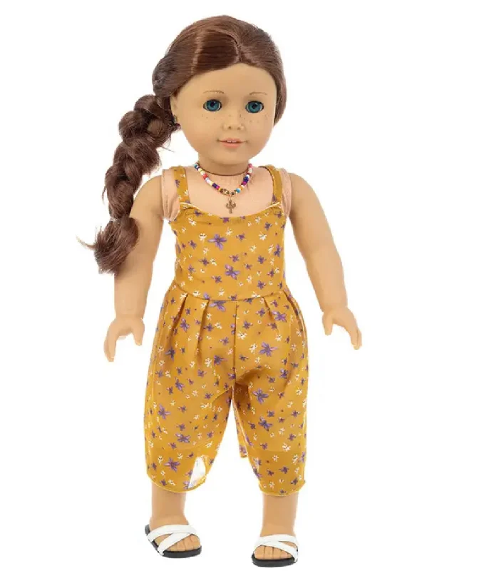 Educational role-playing dollhouse for learning through play-Mustard Colored One-Piece Summer Outfit Made to Fit Popular 18 Inch Dolls