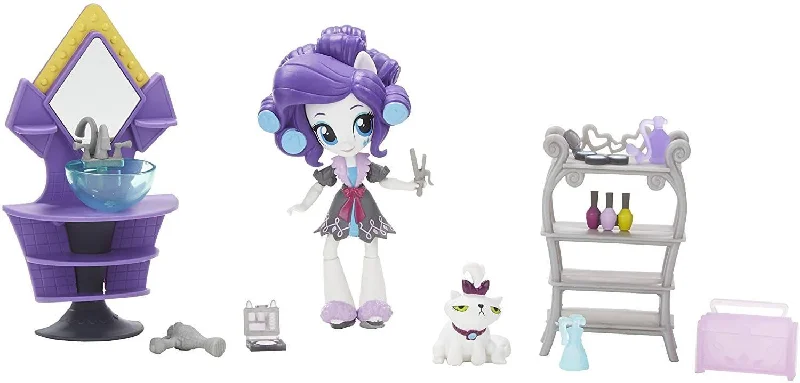 Classic role-playing dollhouse with a garden area-My Little Pony B6039 Rarity Slumber Party Beauty Set