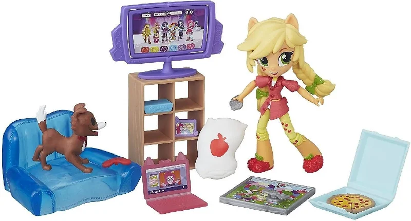 Compact role-playing dollhouse for small spaces-MY LITTLE PONY Equestrian Girls Minis Applejack Slumber Party Games Set