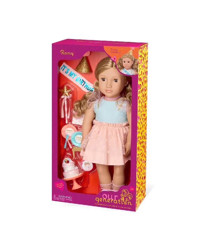 Doll house with accessories for interactive play-Our Generation Activity Birthday Party Doll with Acc, Romy