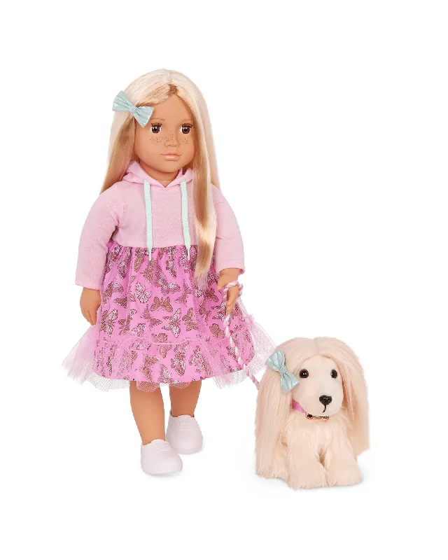 Doll house with detailed interior for realistic play-Our Generation Doll with Pet & Matching Hairstyles, Hattie & Bella