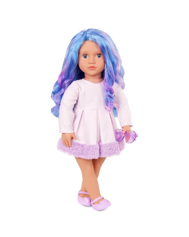 Compact mini doll house for storage and easy play-Our Generation Doll with Multi Colored Hair