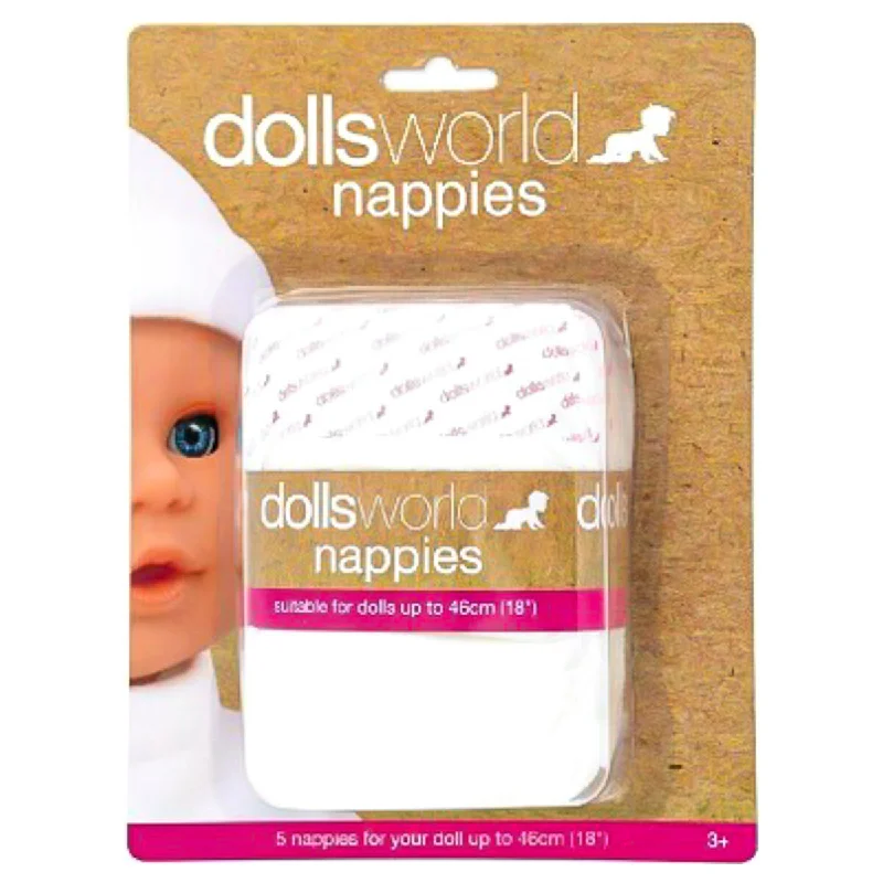 Realistic role-playing dollhouse for storytelling-Dolls World Nappies Pack of 5