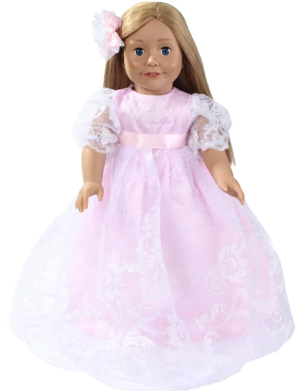 Fun role-playing dollhouse with animal characters-Pink Evening Gown with Hair Clip