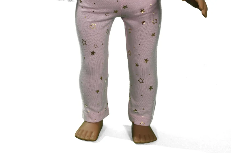 Luxury role-playing dollhouse with intricate designs-Pink Leggings with Gold Metallic Stars