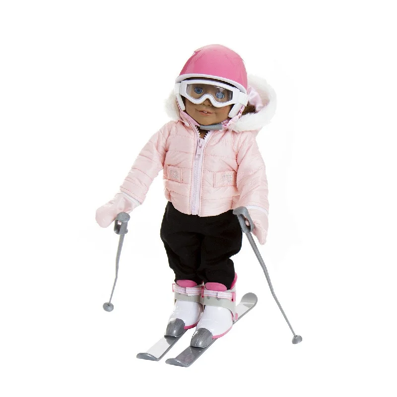 Creative role-playing dollhouse with customizable features-Treasured Dolls Pink Ski Suit with Logo