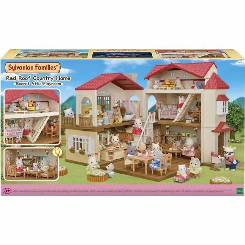 Modern style role-playing dollhouse with clean lines-Playset Sylvanian Families Red Roof Country Home Doll's House Rabbit