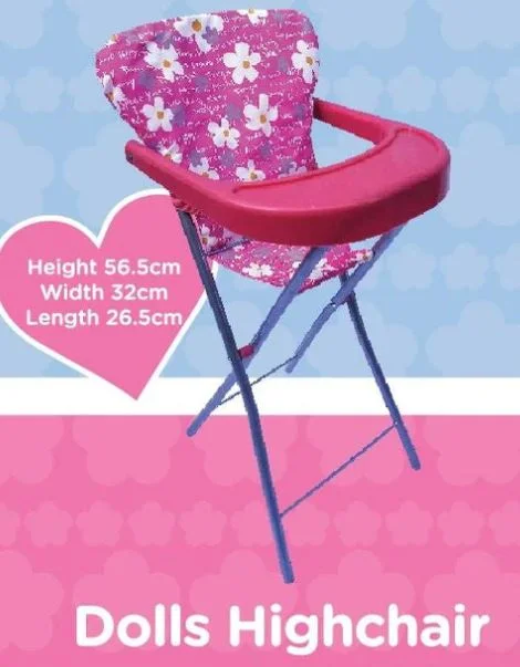 High-quality wooden doll house with removable furniture-PLAYWORLD DOLL HIGHCHAIR PINK WF