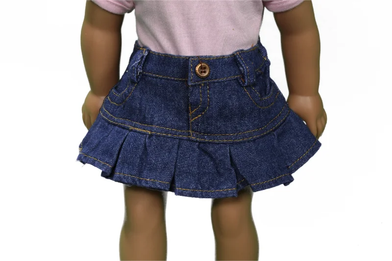 Plastic role-playing dollhouse for easy cleaning-Pleated Jean Skirt